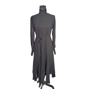 DKNY Black Mock Neck Belted Midi Dress 4 NWT Quiet Luxury Elegant Whimsigoth P14